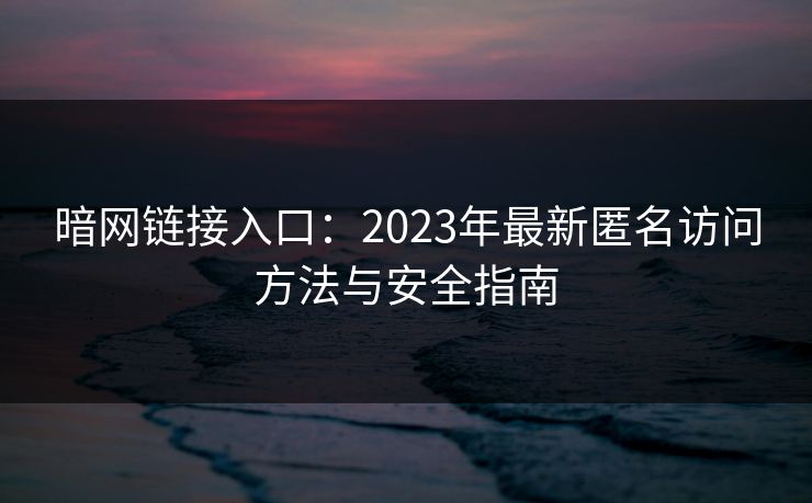 暗网链接入口：2023年最新匿名访问方法与安全指南