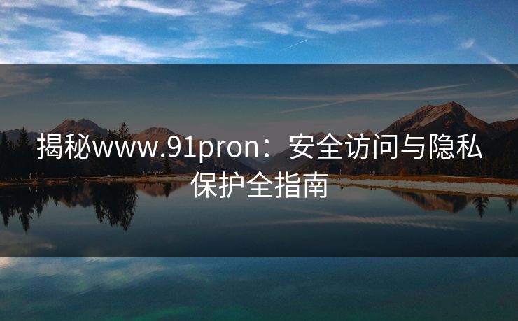 揭秘www.91pron：安全访问与隐私保护全指南